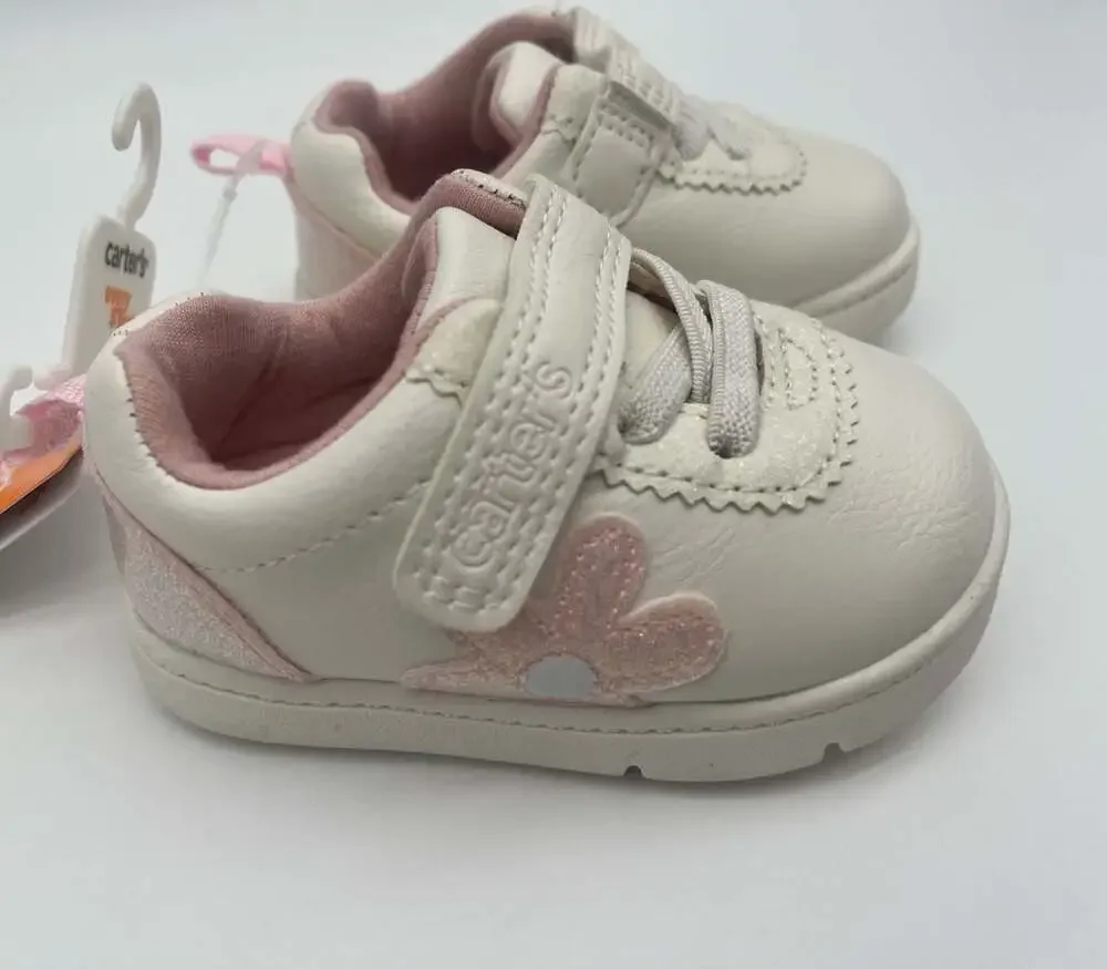 Carter's Every Step Morgan White pink Flower Baby Shoes Size 3 (6-9 Months) NEW